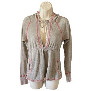 Free People Waffle Hoodie Medium Gray